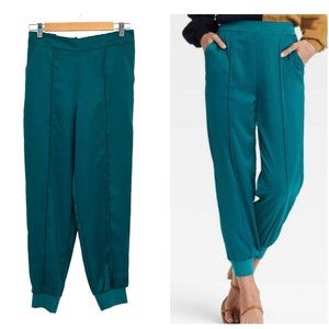 Who What Wear Womens Satin Joggers Pants Size XS Emerald Green NEW